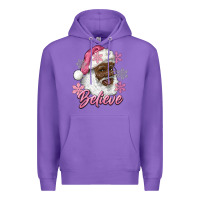 Purple pink christmas african american santa believe Premium Hoodie - RanaPortraitStore