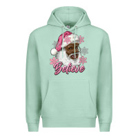 Seafoam pink christmas african american santa believe Premium Hoodie - RanaPortraitStore