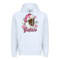 White pink christmas african american santa believe Premium Hoodie - RanaPortraitStore