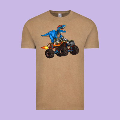 Monster Truck And  T Rex Dinosaur Vintage Tee Designed By Artiststas