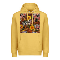 Antique Gold Western Spotted Pig With Sunflowers Seamless Premium Hoodie - FaDigitalArtStudio