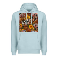 Blue Mist Western Spotted Pig With Sunflowers Seamless Premium Hoodie - FaDigitalArtStudio
