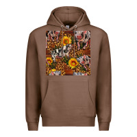 Chestnut Western Spotted Pig With Sunflowers Seamless Premium Hoodie - FaDigitalArtStudio