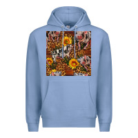 Colony Blue Western Spotted Pig With Sunflowers Seamless Premium Hoodie - FaDigitalArtStudio