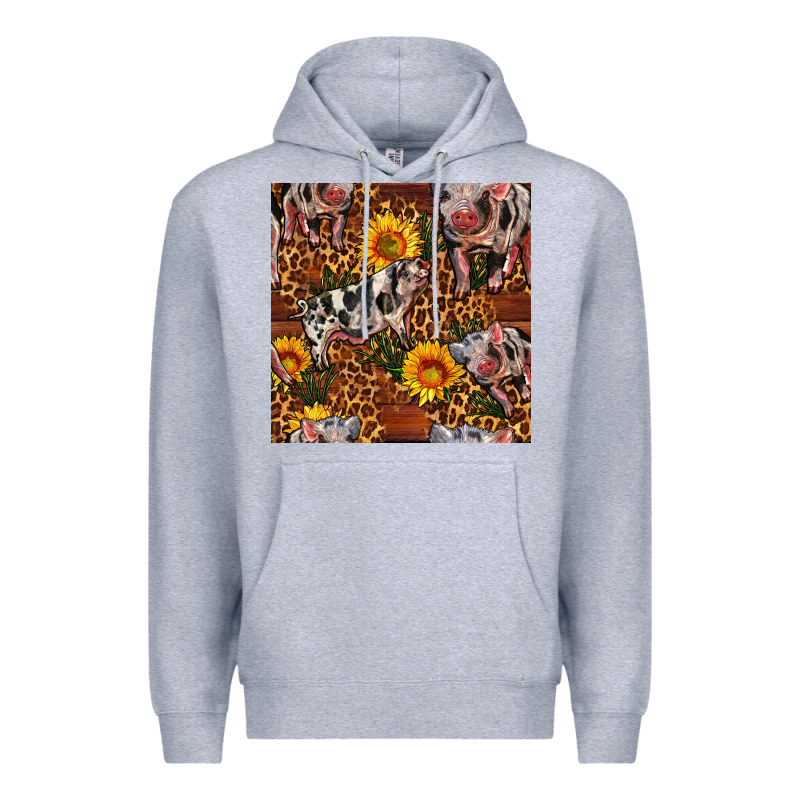 Western Spotted Pig With Sunflowers Seamless Premium Hoodie by FaDigitalArtStudio | Teevron
