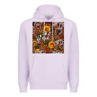 Lilac Western Spotted Pig With Sunflowers Seamless Premium Hoodie - FaDigitalArtStudio