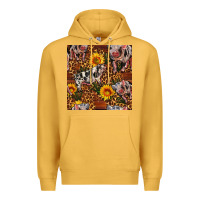 Mustard Western Spotted Pig With Sunflowers Seamless Premium Hoodie - FaDigitalArtStudio