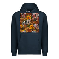 Navy Western Spotted Pig With Sunflowers Seamless Premium Hoodie - FaDigitalArtStudio