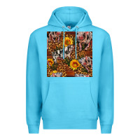 Ocean Blue Western Spotted Pig With Sunflowers Seamless Premium Hoodie - FaDigitalArtStudio