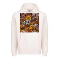 Pale Pink Western Spotted Pig With Sunflowers Seamless Premium Hoodie - FaDigitalArtStudio