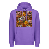 Purple Western Spotted Pig With Sunflowers Seamless Premium Hoodie - FaDigitalArtStudio