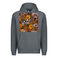 Rock Western Spotted Pig With Sunflowers Seamless Premium Hoodie - FaDigitalArtStudio