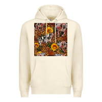 Sandshell Western Spotted Pig With Sunflowers Seamless Premium Hoodie - FaDigitalArtStudio