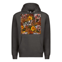 Smoke Western Spotted Pig With Sunflowers Seamless Premium Hoodie - FaDigitalArtStudio