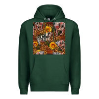 Sports Green Western Spotted Pig With Sunflowers Seamless Premium Hoodie - FaDigitalArtStudio