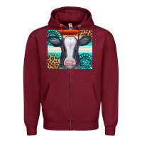Burgundy Cow Tumbler Zipper Hoodie - CowCowDesign