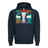 Navy Cow Tumbler Zipper Hoodie - CowCowDesign