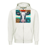Oatmeal Heather Cow Tumbler Zipper Hoodie - CowCowDesign