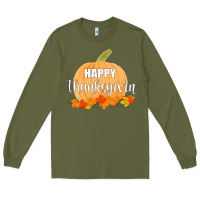 Army Green Happy Thanksgiving Long Sleeve Tee - Bettercallsaul