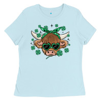 Baby Blue st patrick's day cow Ladies Tee - MaliasSmallBusiness