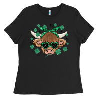 Black st patrick's day cow Ladies Tee - MaliasSmallBusiness