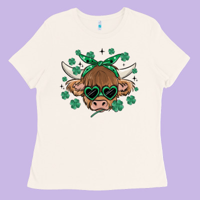 St Patrick's Day Cow Ladies Tee Designed By Maliassmallbusiness