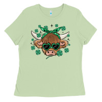Matcha st patrick's day cow Ladies Tee - MaliasSmallBusiness