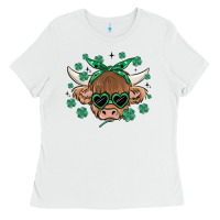 White st patrick's day cow Ladies Tee - MaliasSmallBusiness