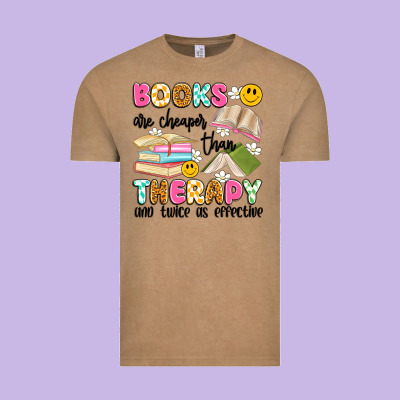 Books Are Cheaper Than Therapy And Twice As Effective Vintage Tee Designed By Artiststas