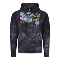 Cloud Black Forget Me Not Flower Illustrations Vintage Hoodie - LillyAllenDesigns