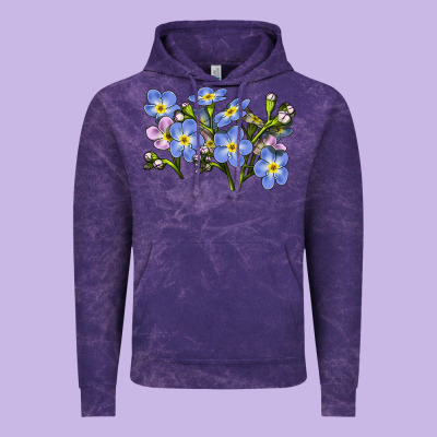 Forget Me Not Flower Illustrations Vintage Hoodie Designed By Lillyallendesigns