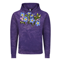 Cloud Purple Forget Me Not Flower Illustrations Vintage Hoodie - LillyAllenDesigns