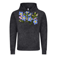 Vintage Black Forget Me Not Flower Illustrations Vintage Hoodie - LillyAllenDesigns