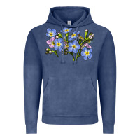 Vintage Denim Forget Me Not Flower Illustrations Vintage Hoodie - LillyAllenDesigns