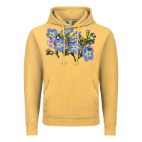 Vintage Mustard Forget Me Not Flower Illustrations Vintage Hoodie - LillyAllenDesigns