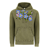 Vintage Olive Forget Me Not Flower Illustrations Vintage Hoodie - LillyAllenDesigns