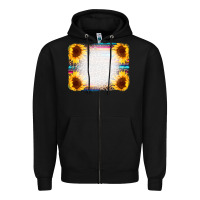 Black Serape Bleached Sunflowers Leopard Background Zipper Hoodie - CowCowDesign