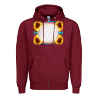 Burgundy Serape Bleached Sunflowers Leopard Background Zipper Hoodie - CowCowDesign