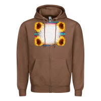 Chestnut Serape Bleached Sunflowers Leopard Background Zipper Hoodie - CowCowDesign