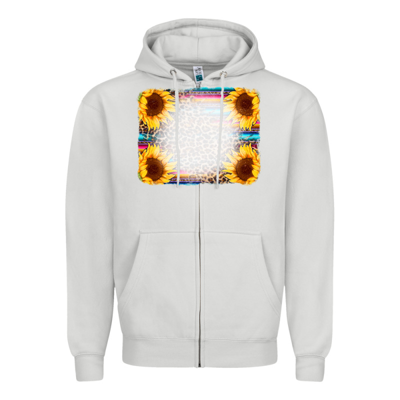Serape Bleached Sunflowers Leopard Background Zipper Hoodie by CowCowDesign | Teevron