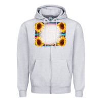 Heather Grey Serape Bleached Sunflowers Leopard Background Zipper Hoodie - CowCowDesign