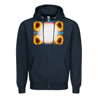 Navy Serape Bleached Sunflowers Leopard Background Zipper Hoodie - CowCowDesign