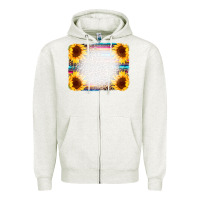 Oatmeal Heather Serape Bleached Sunflowers Leopard Background Zipper Hoodie - CowCowDesign