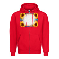 Red Serape Bleached Sunflowers Leopard Background Zipper Hoodie - CowCowDesign