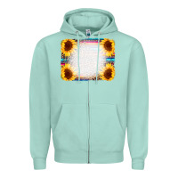 Seafoam Serape Bleached Sunflowers Leopard Background Zipper Hoodie - CowCowDesign