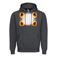 Smoke Serape Bleached Sunflowers Leopard Background Zipper Hoodie - CowCowDesign