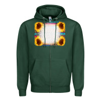 Sports Green Serape Bleached Sunflowers Leopard Background Zipper Hoodie - CowCowDesign