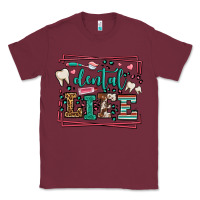 Burgundy Dental life leopard frame Classic Tee - LillyAllenDesigns
