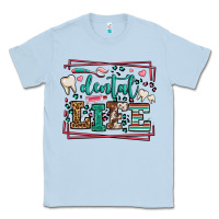 Dusty Blue Dental life leopard frame Classic Tee - LillyAllenDesigns