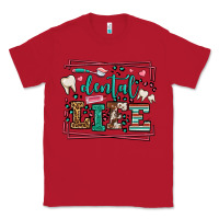 Red Dental life leopard frame Classic Tee - LillyAllenDesigns